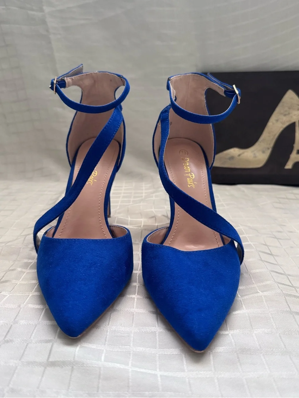 Dream Pairs Cobalt Blue Pointed-Toe Ankle Strap Heels